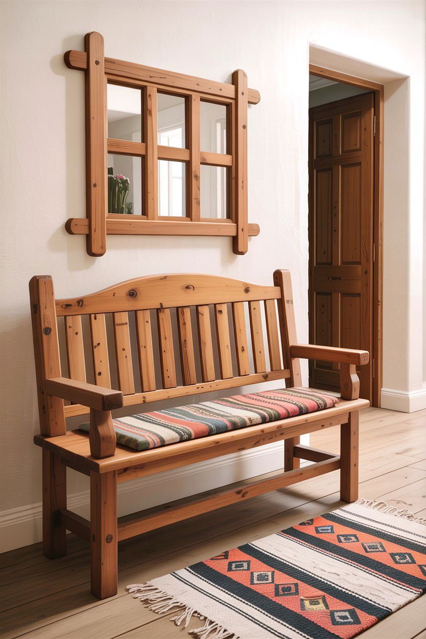 Southwestern Slat Back Bench - 30 living room Santa Fe furniture ideas