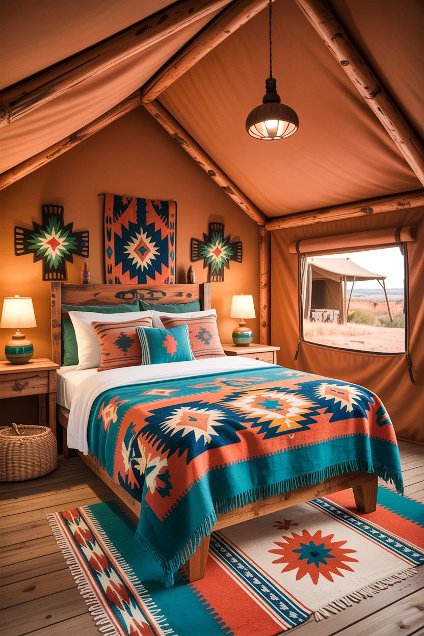 Southwestern Style Glamping - 30 camping bedroom ideas