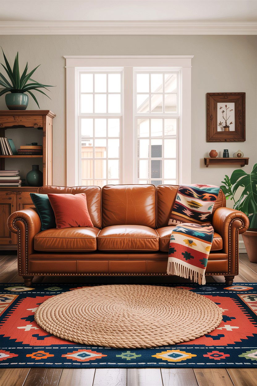 Southwestern leather sofa - 30 Southwestern living room ideas