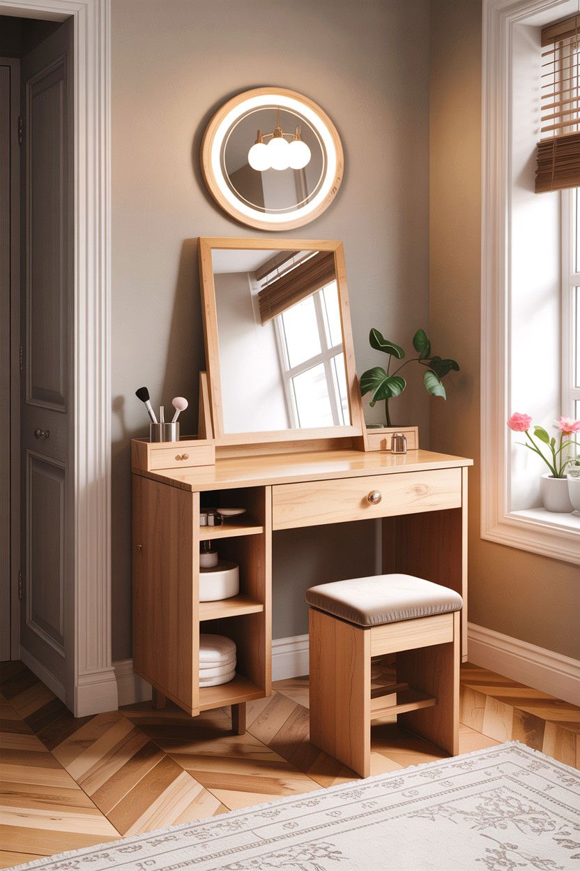 Space Saving Vanity - 30 bedroom corner vanity ideas