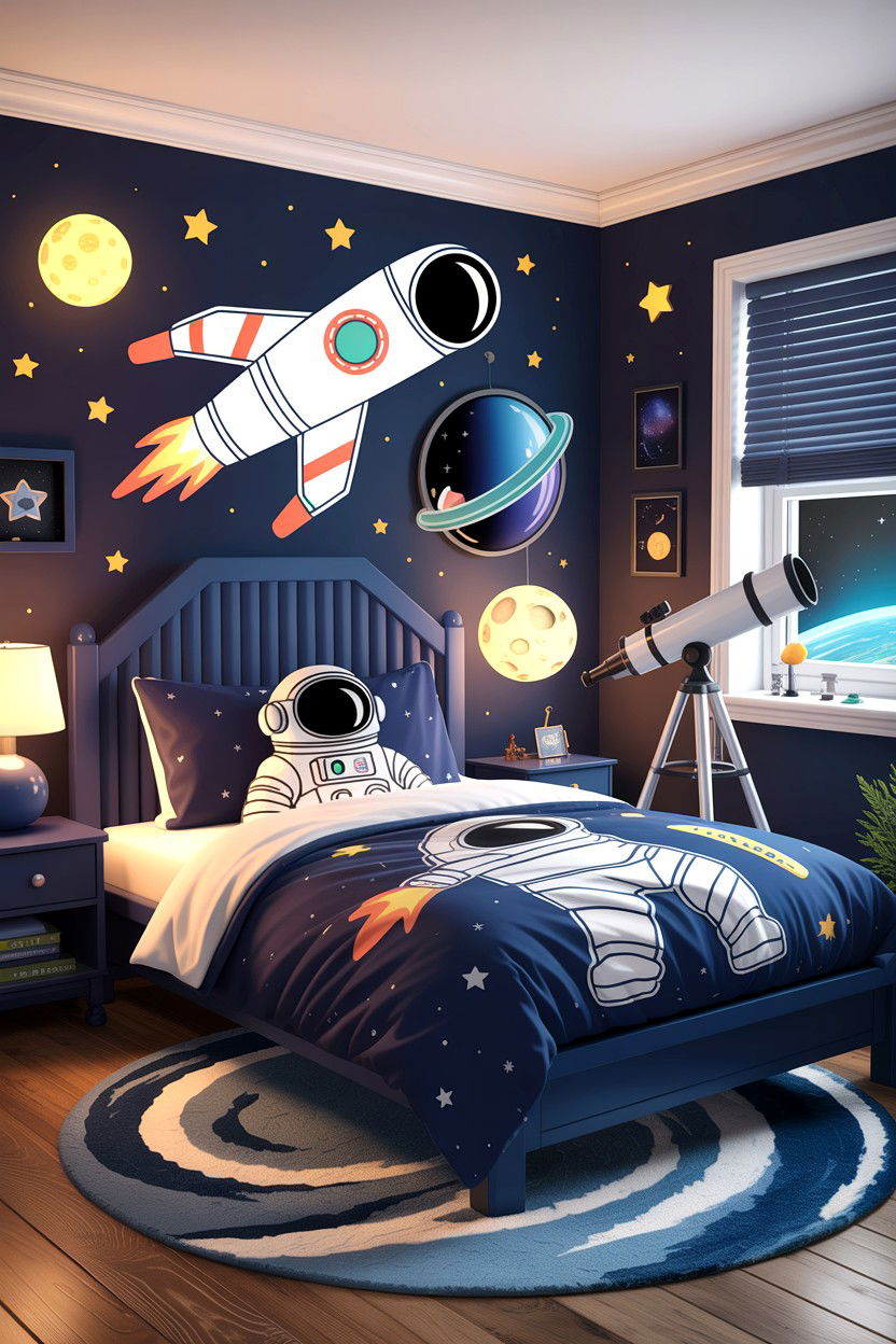 Space themed bedroom - 30 kids bedroom ideas