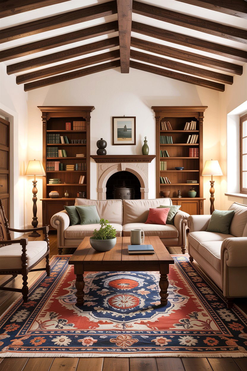 Spanish Wood Beam Living Room - 30 living room Spanish furniture ideas