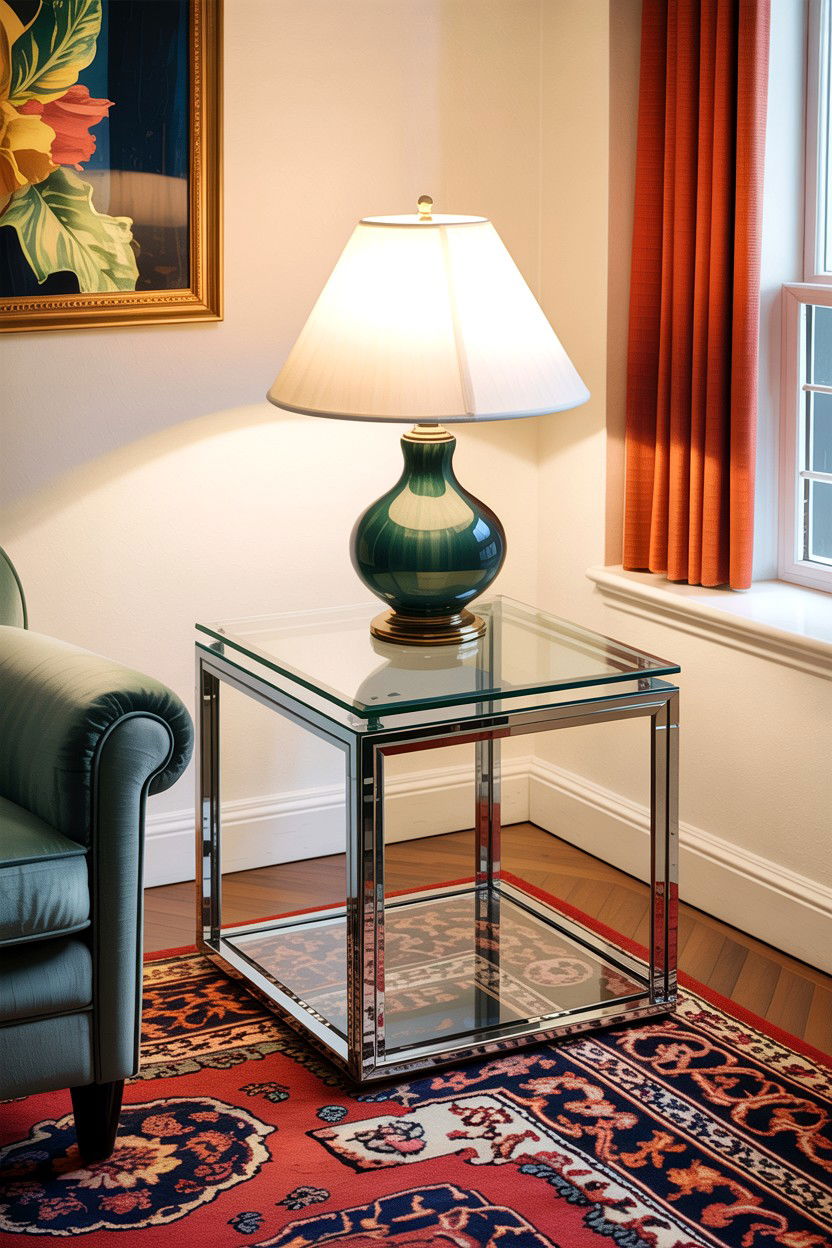 Square Glass End Table - 30 living room glass furniture ideas
