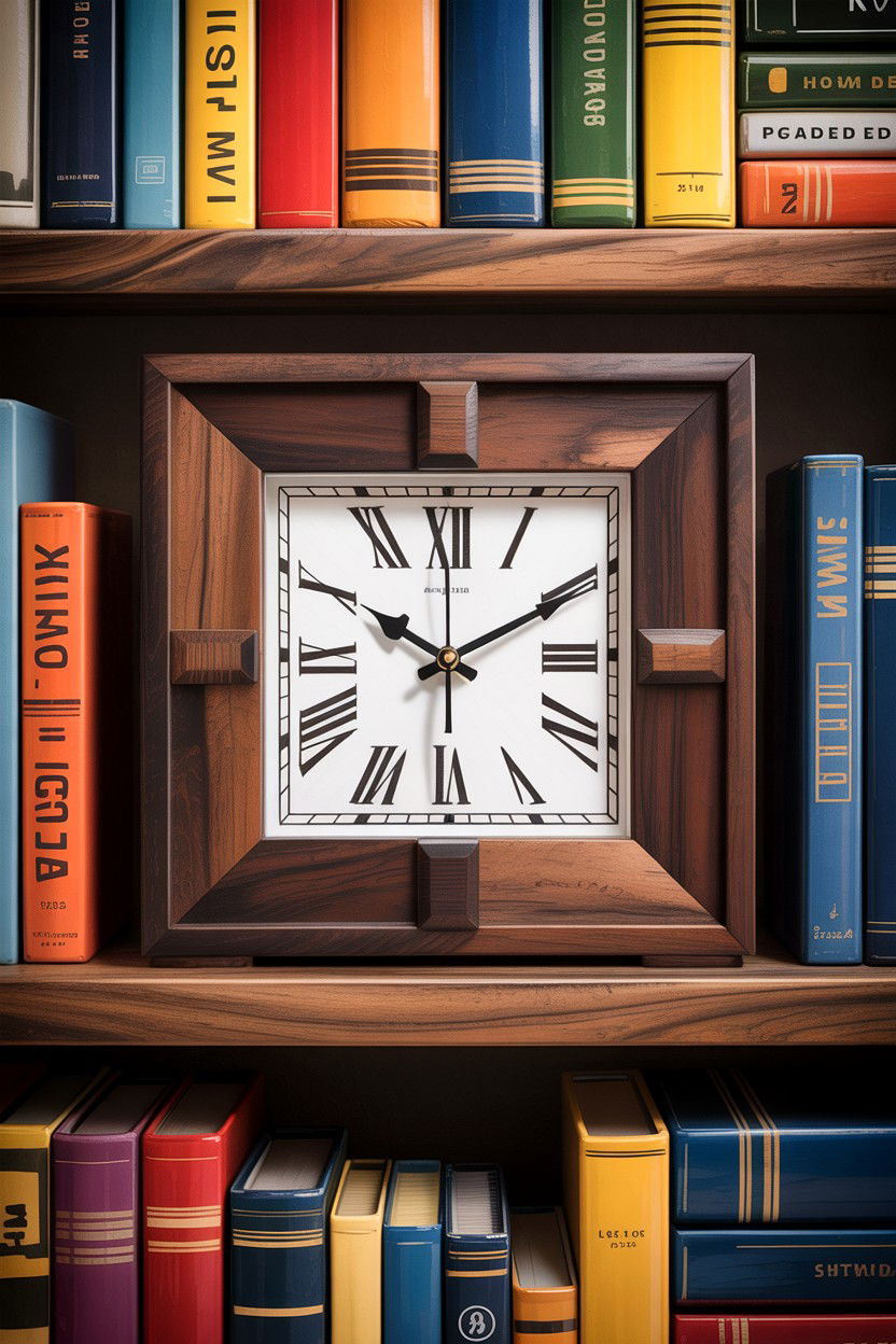 Square wooden clock - 30 bedroom clock ideas