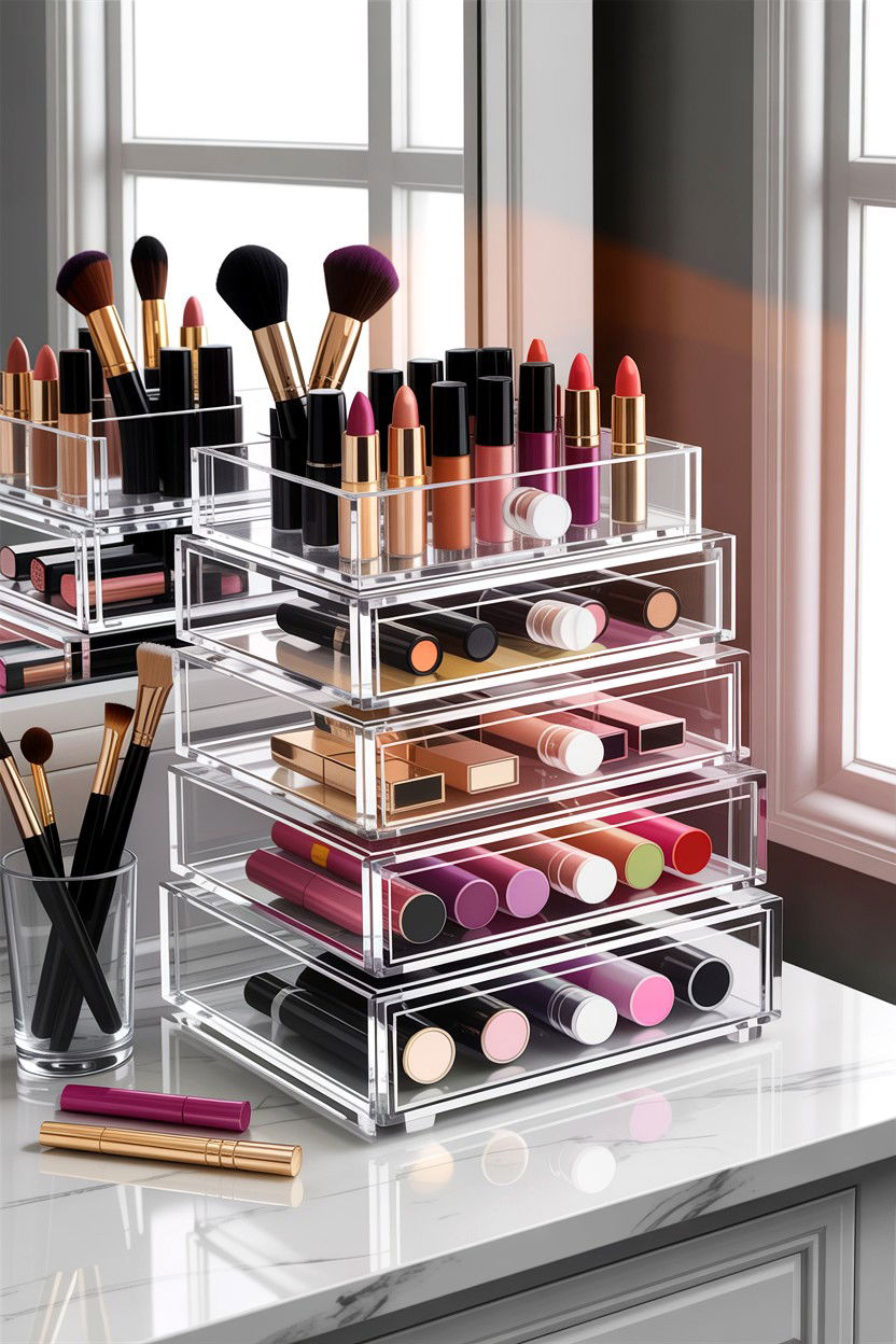 Stackable Makeup Organizer - 30 bedroom stackable furniture ideas