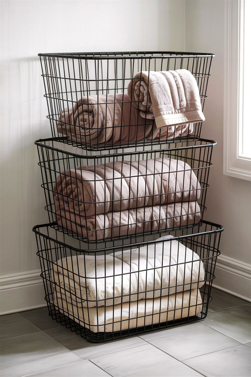 Stackable Wire Baskets - 30 bedroom stackable furniture ideas