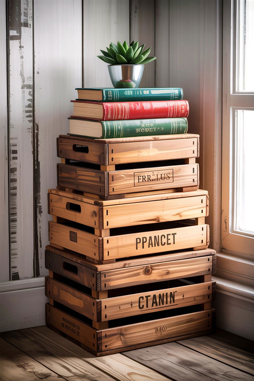 Stackable Wooden Crates - 30 bedroom stackable furniture ideas