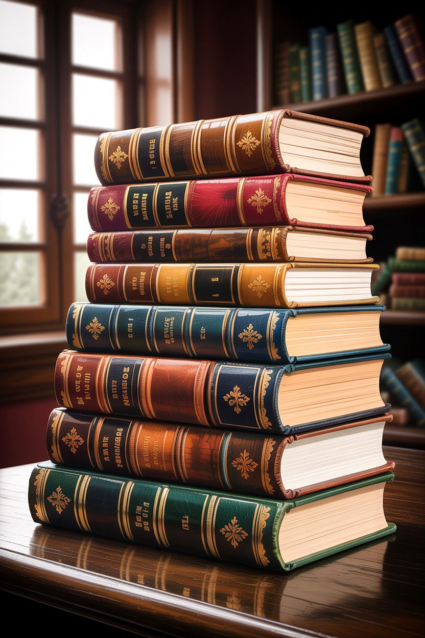 Stacked Antique Books - 30 dark academia living room ideas