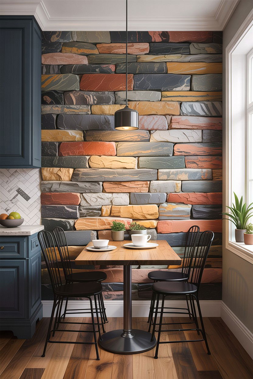 Stacked stone wall - 30 stone kitchen ideas