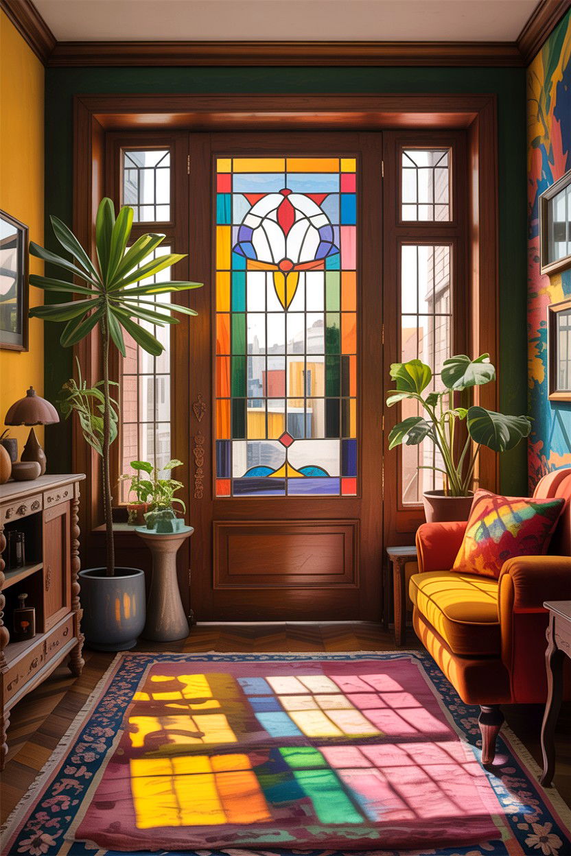 Stained glass door - 30 living room glass doors