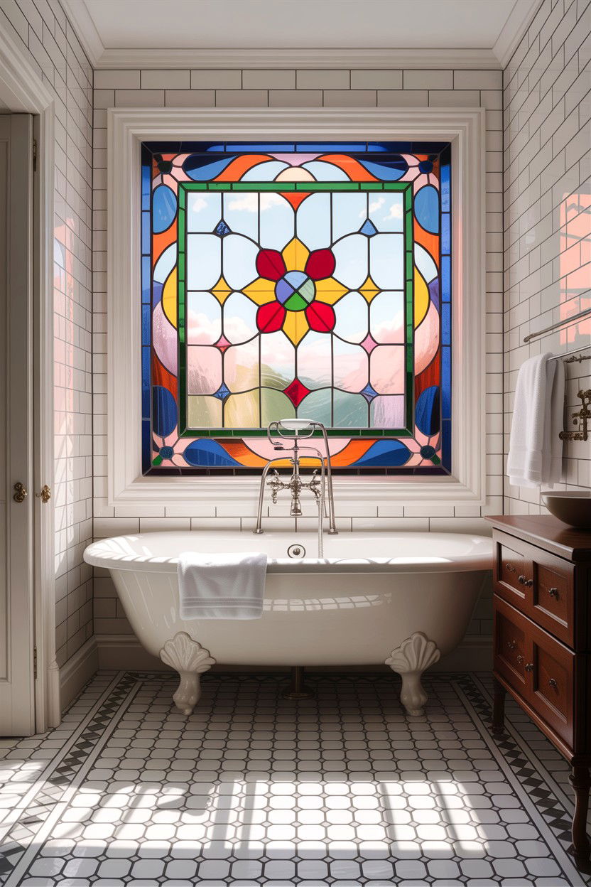 Stained glass window - 30 antique bathroom ideas
