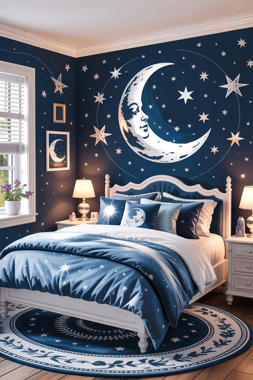 Starry night stencil - 30 bedroom wall stencils