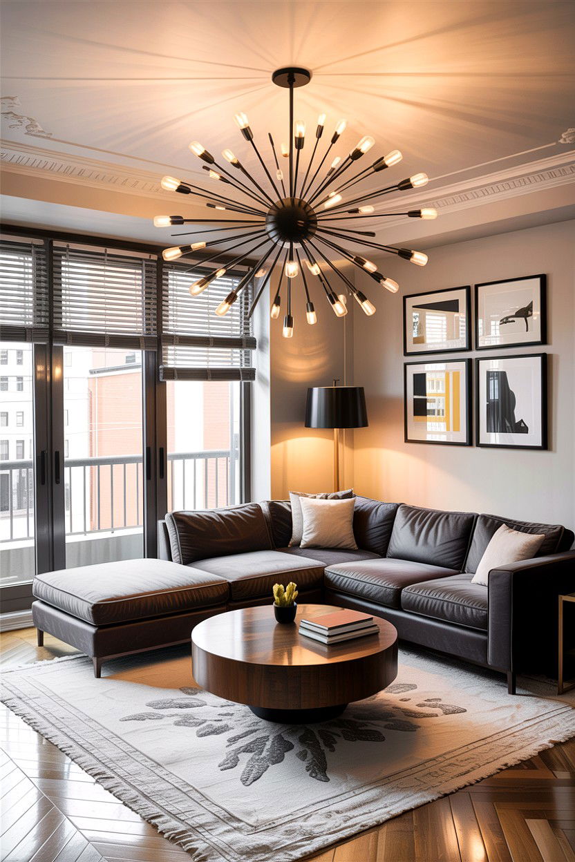 Statement lighting fixtures - 30 condo living room ideas