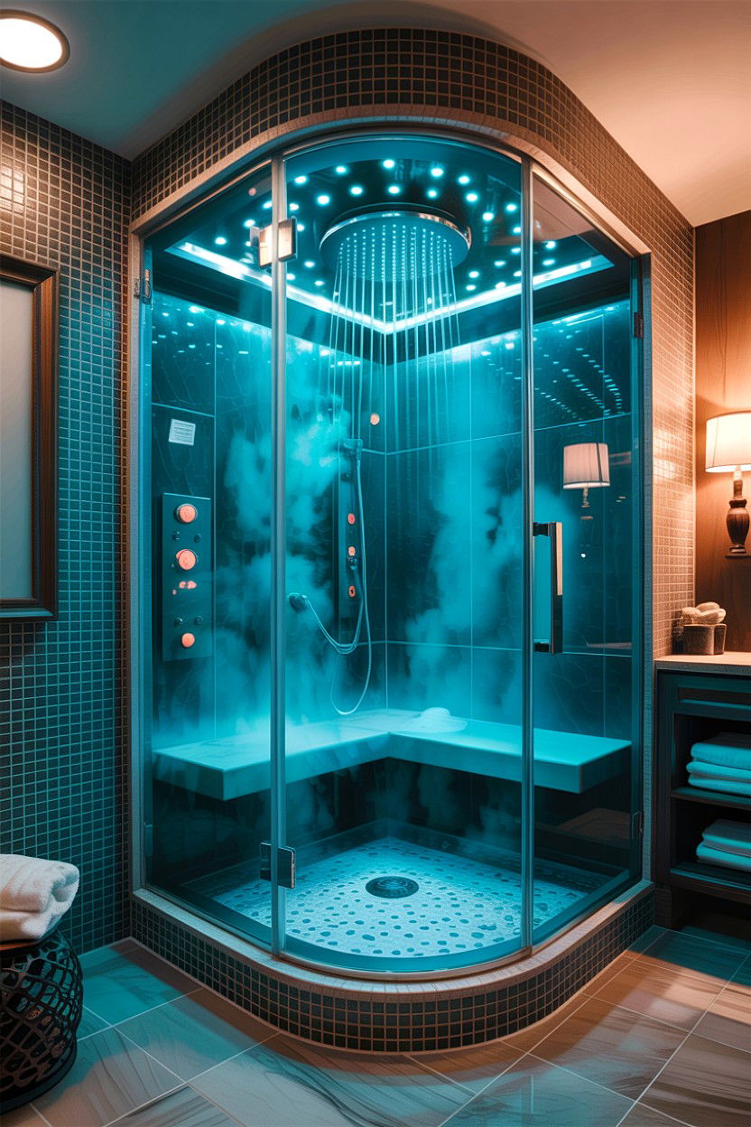 Steam Shower Light - 30 chromotherapy bathroom ideas