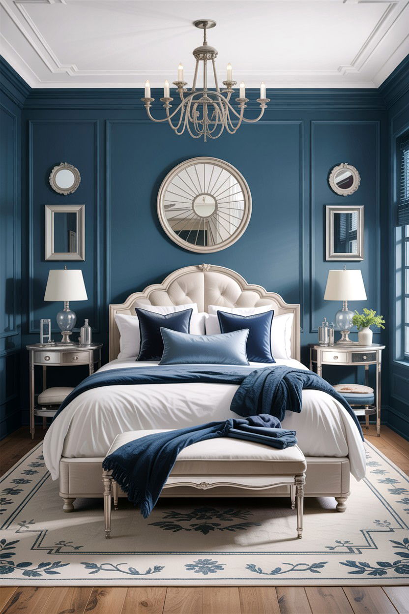 Steel Blue Bedroom - 30 traditional blue bedroom ideas