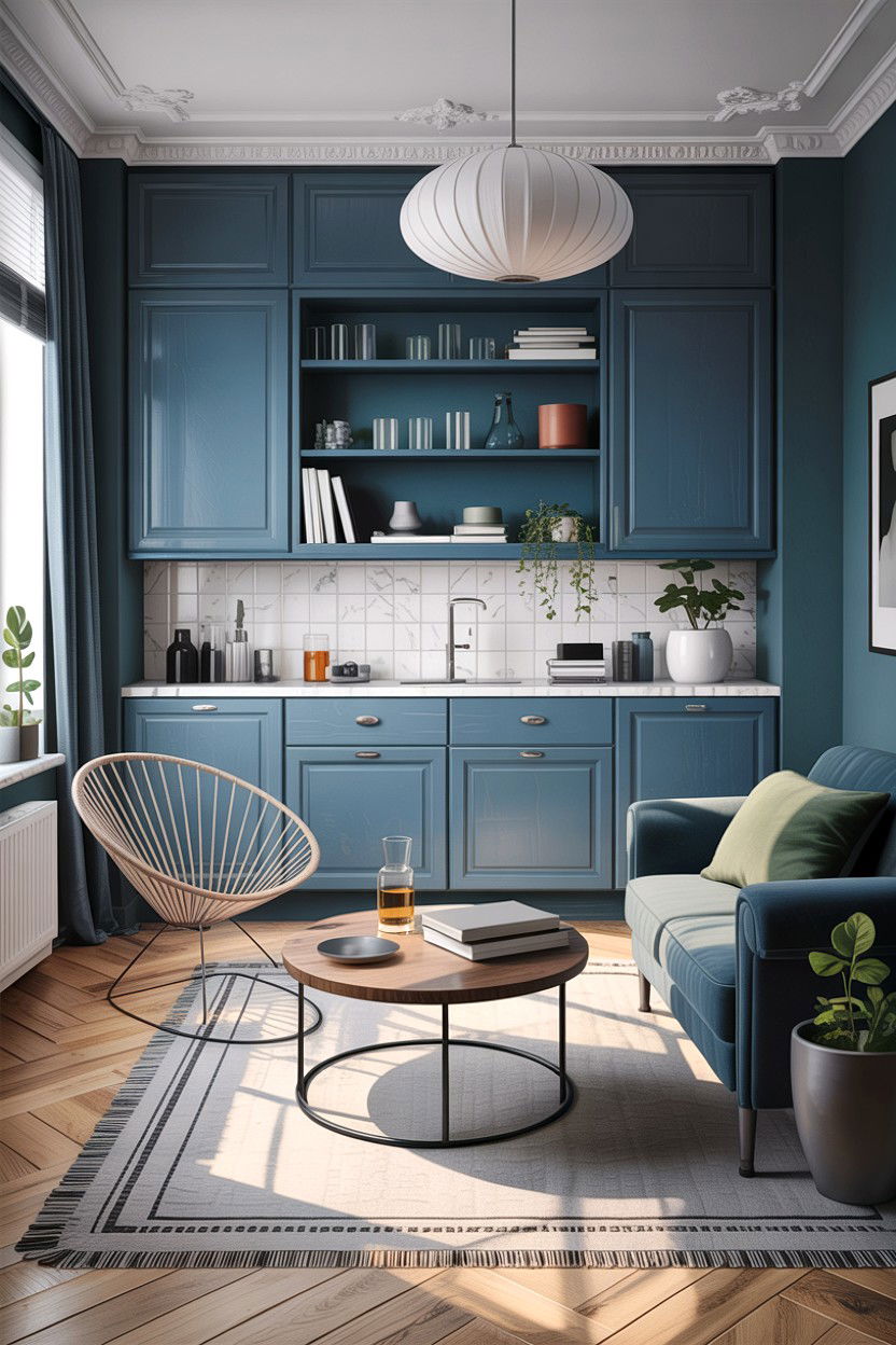 Steel blue scandinavian living room - 30 scandinavian blue living room ideas