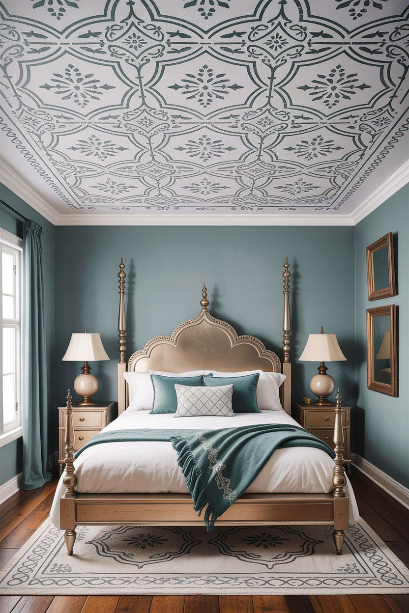 Stencil ceiling pattern - 30 bedroom false ceiling designs