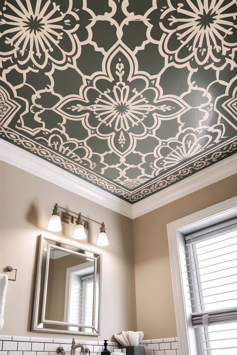 Stenciled Bathroom Ceiling - 30 bathroom ceiling statement ideas