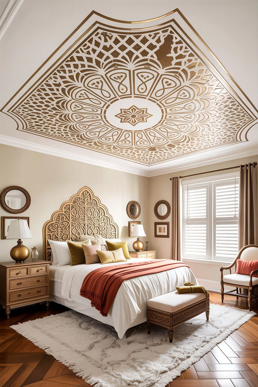 Stenciled Ceiling - 30 bedroom ceiling designs