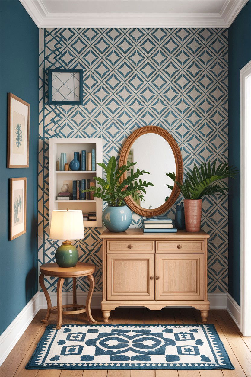 Stenciled wall pattern - 30 living room accent wall ideas