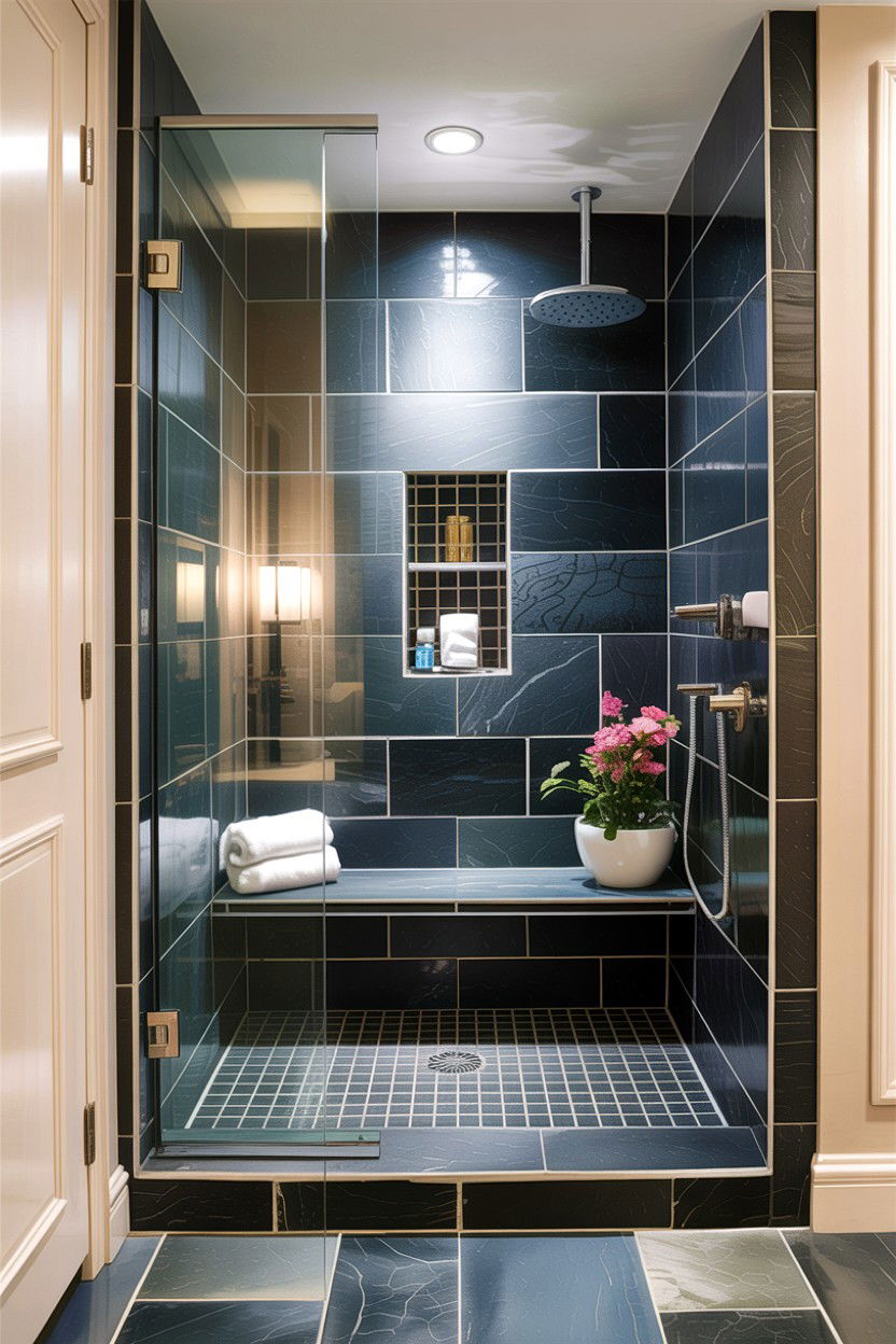 Step Down Shower - 30 bathroom architectural detail ideas