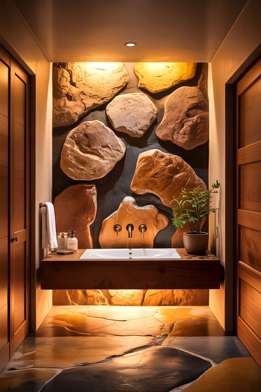 Stone Bathroom Light - 30 chromotherapy bathroom ideas