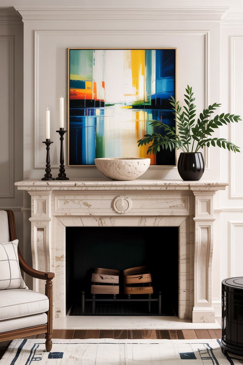 Stone Bowl Mantel Arrangement - 30 living room decorative bowls