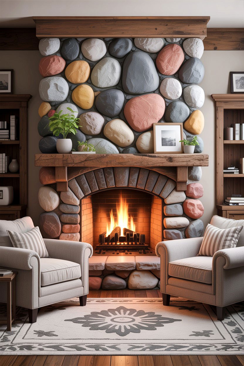 Stone Fireplace Living Room - 30 country house living room ideas