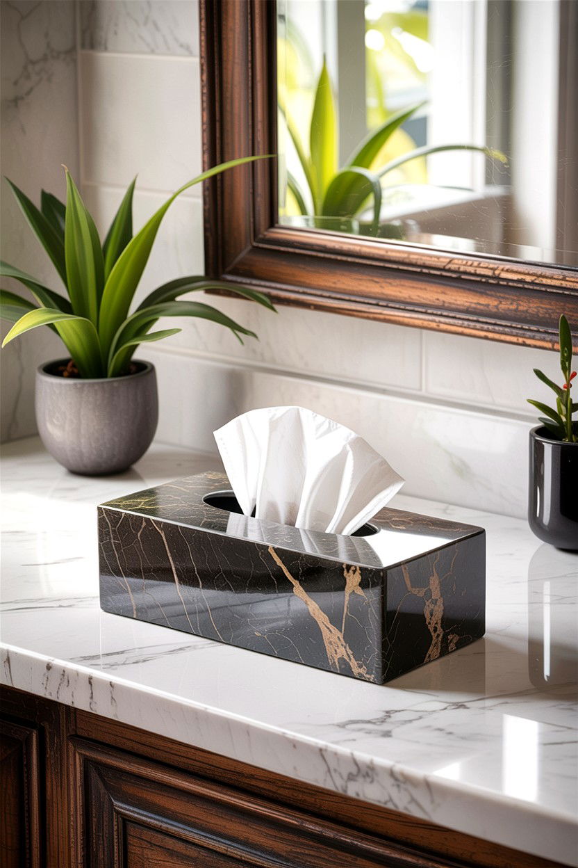 Stone Tissue Box - 30 bathroom accessory styling ideas