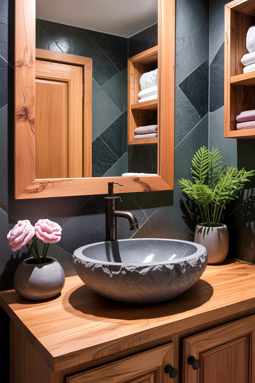 Stone Vessel Sink - 30 bathroom conversation starter ideas