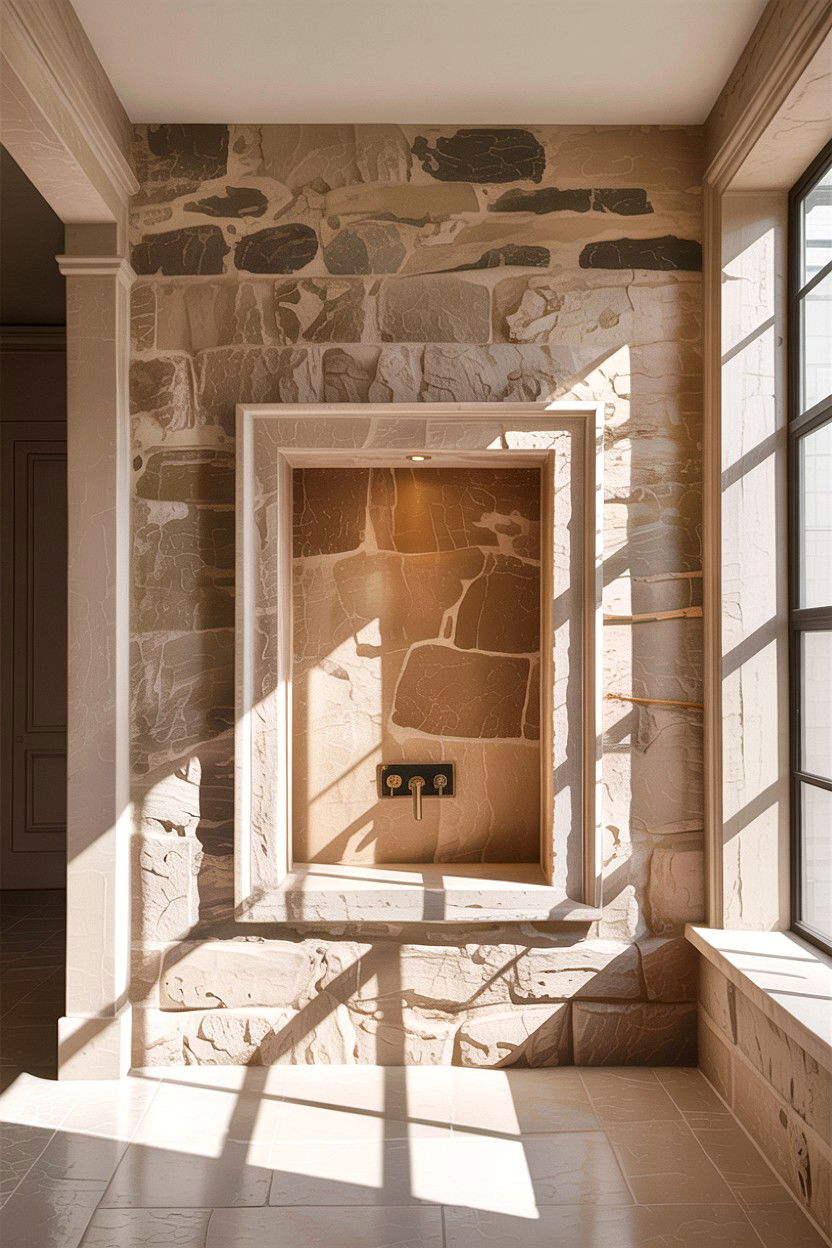 Stone drenching alcove - 30 bathroom alcove ideas