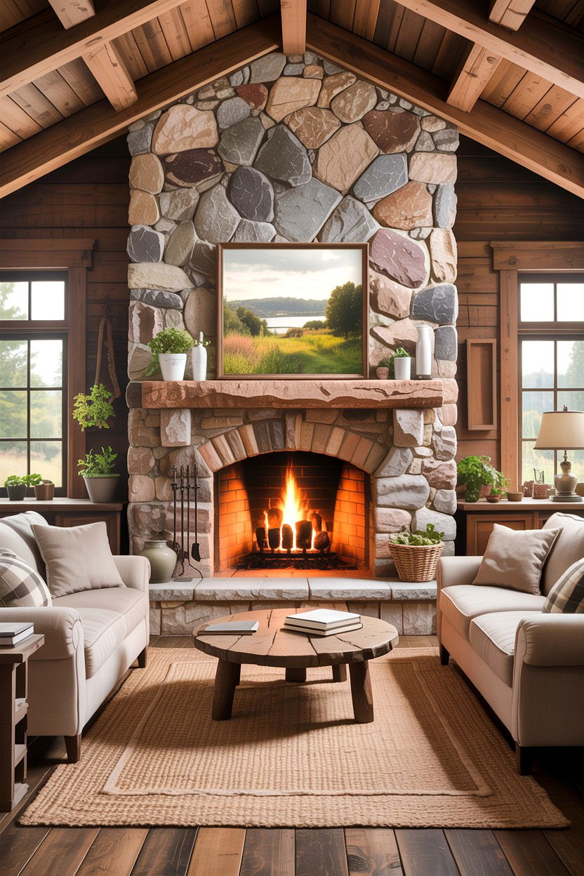 Stone fireplace - 30 living room fireplace ideas