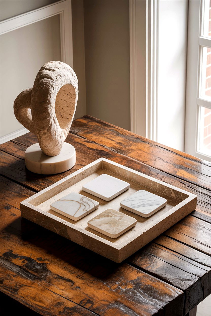 Stone tray for coasters - 30 living room decorative trays