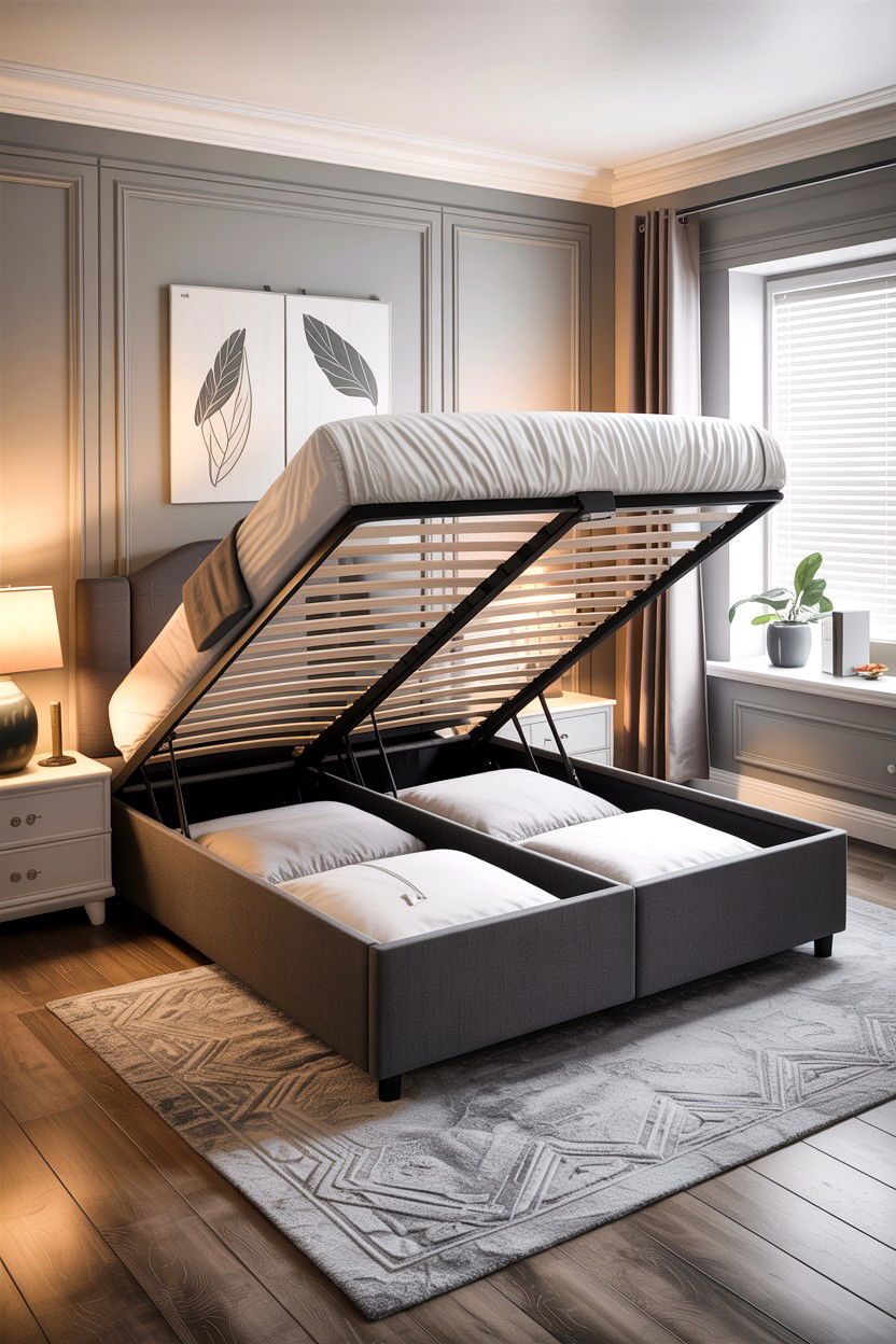 Storage Bed With Hydraulic Lift - 30 small bedroom space storage ideas