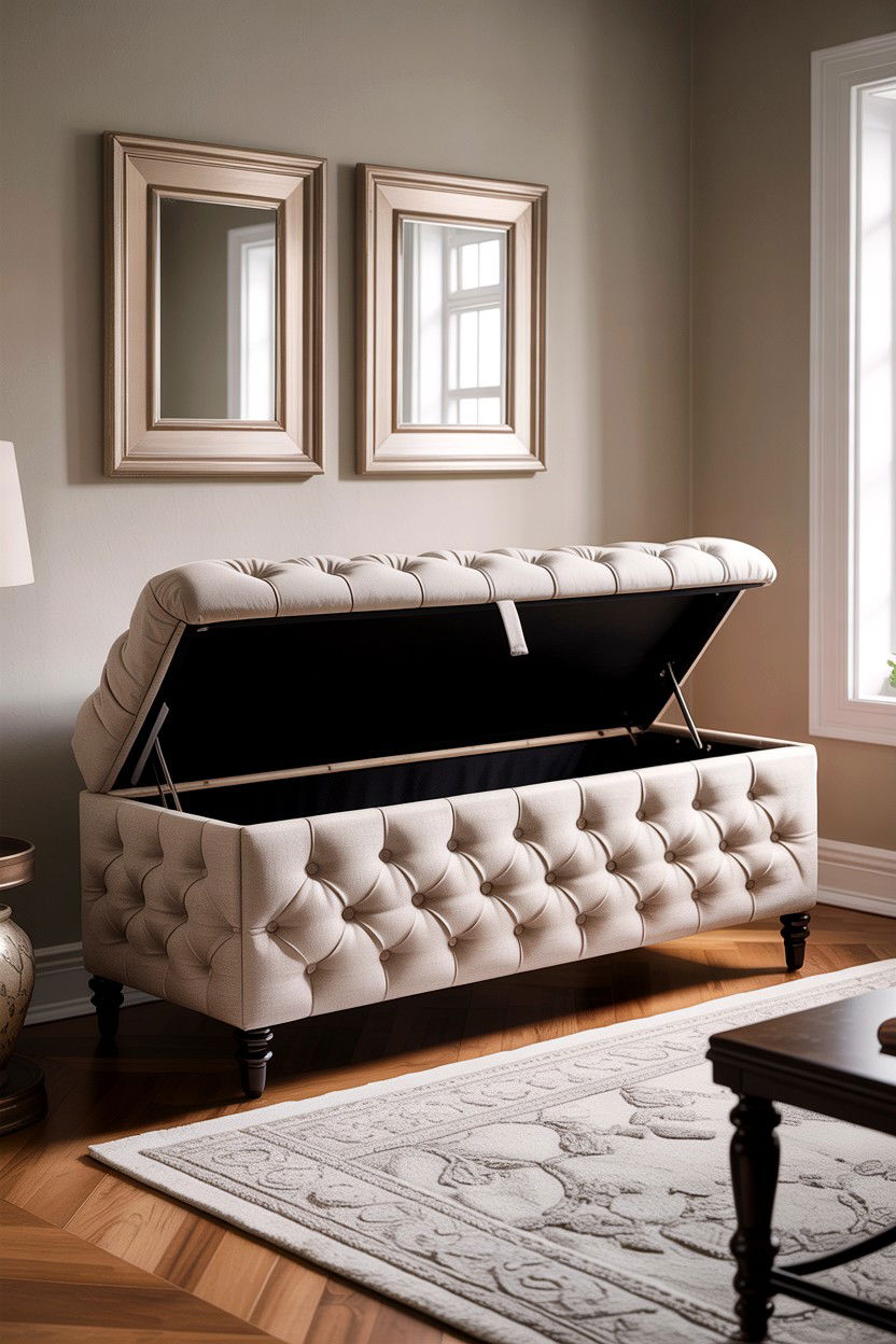 Storage Bench - 30 small living room space storage ideas