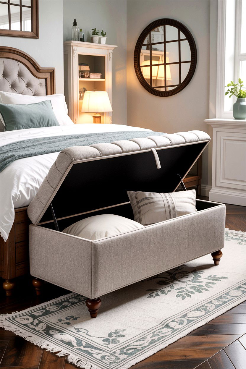 Storage Ottoman Bench - 30 bedroom compact furniture ideas