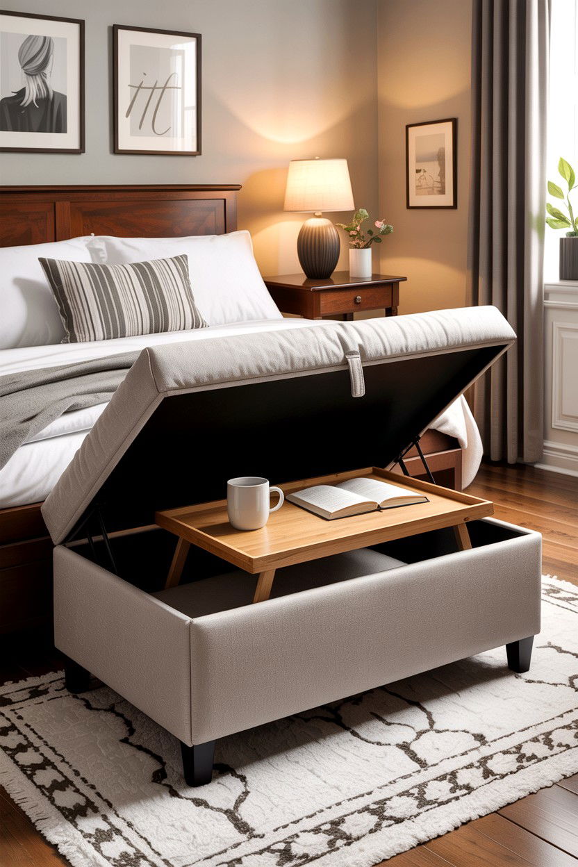 Storage Ottoman With Tray Top - 30 bedroom convertible furniture ideas