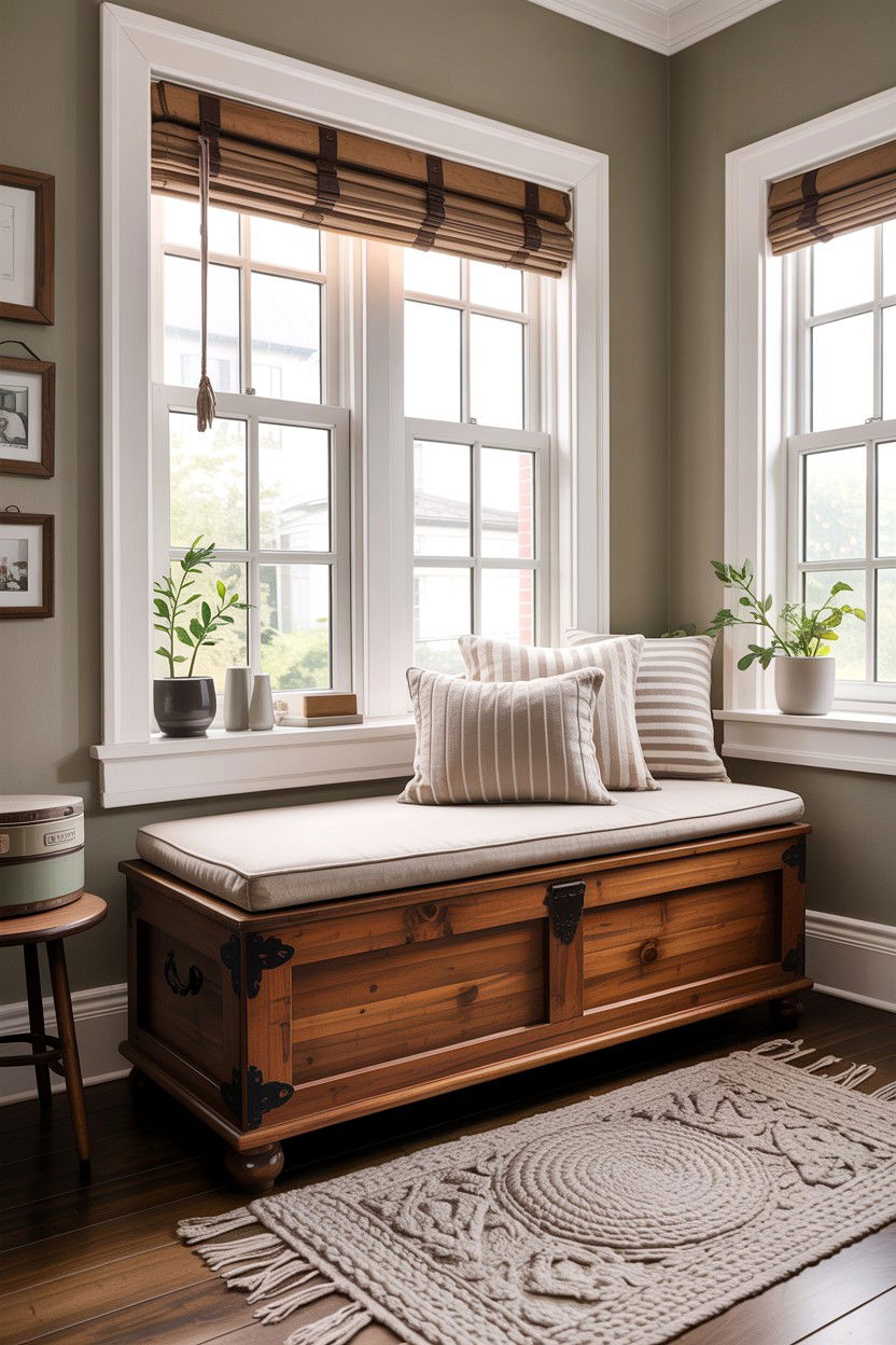 Storage bench for window - 30 bedroom bay window ideas