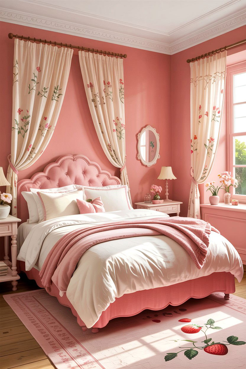 Strawberry Cream Bedroom - 30 berry bedroom ideas