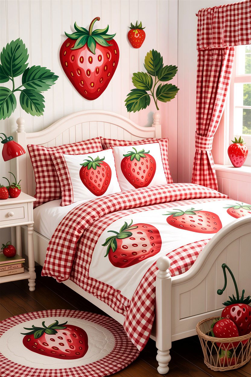 Strawberry Theme Bedroom - 30 kawaii bedroom ideas