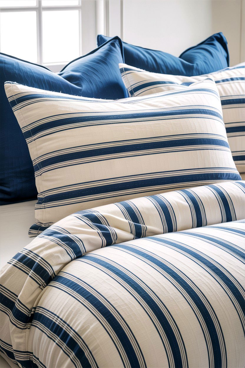 Striped Coastal Shams - 30 bedroom pillow shams
