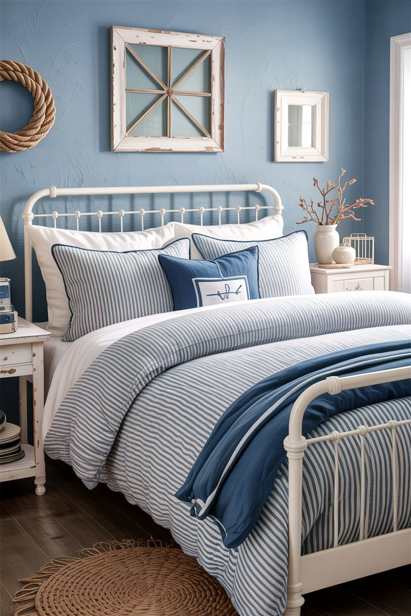 Striped Linen Bedding Set - 30 bedroom linen bedding ideas