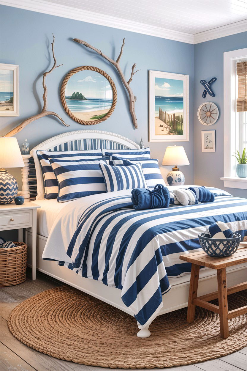 Striped Nautical Bedspread - 30 bedroom bedspreads