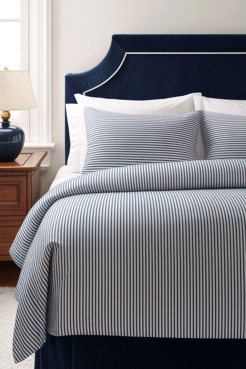 Striped cotton percale sheets - 30 cotton bedroom ideas