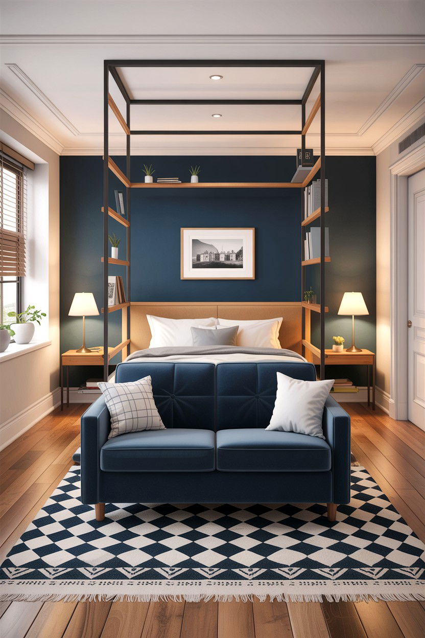 Studio apartment bedroom divider seating - 30 bedroom with sitting area ideas