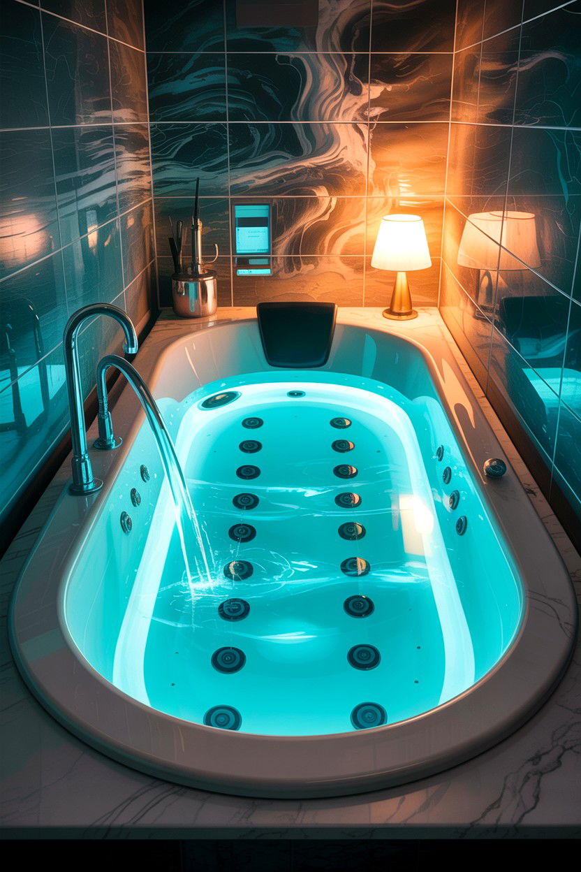Submerged Bathtub Light - 30 chromotherapy bathroom ideas