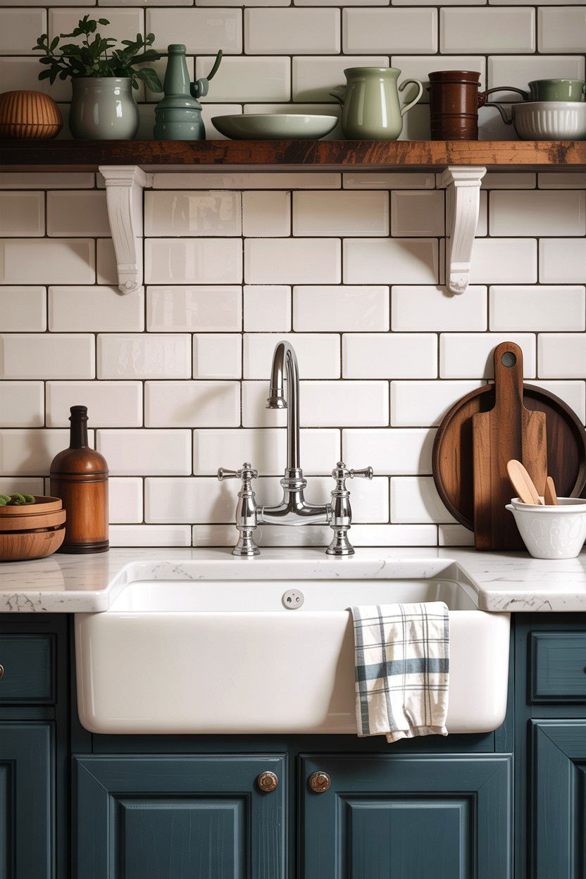 Subway Tile Farmhouse Sink Backsplash - 30 farmhouse sink bathroom ideas