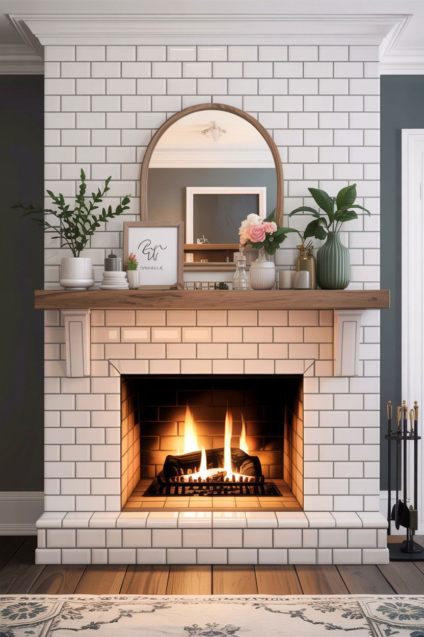 Subway Tile Fireplace - 30 living room fireplace surround ideas