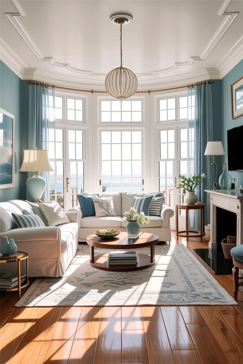 Sun drenched coastal living room - 30 hamptons living room ideas