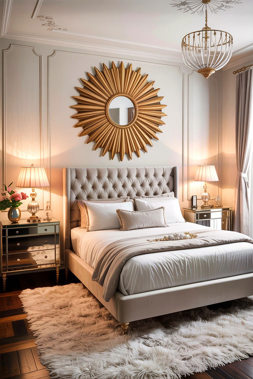 Sunburst Mirror Bedroom - 30 Hollywood bedroom ideas